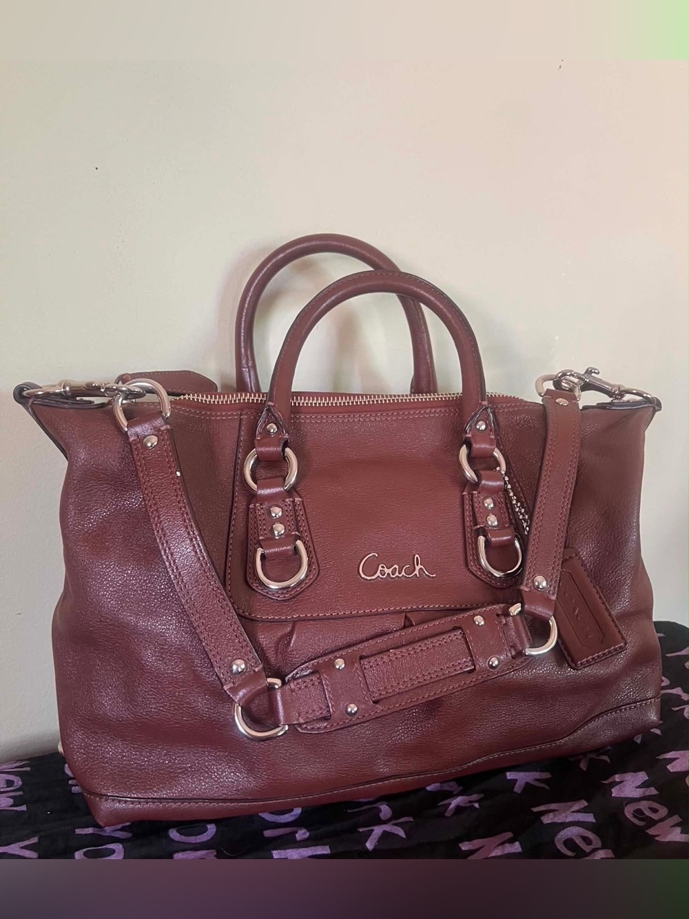 Coach Leather Satchel in Deep Burgundy